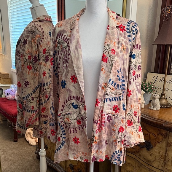 John Mark Jackets & Blazers - John Mark Floral Embroidered Blazer with Multicolor Design 100% Rayon NWOT